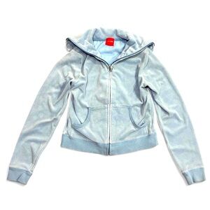 Y2K Red Zone Velour Track Jacket in Baby Blue